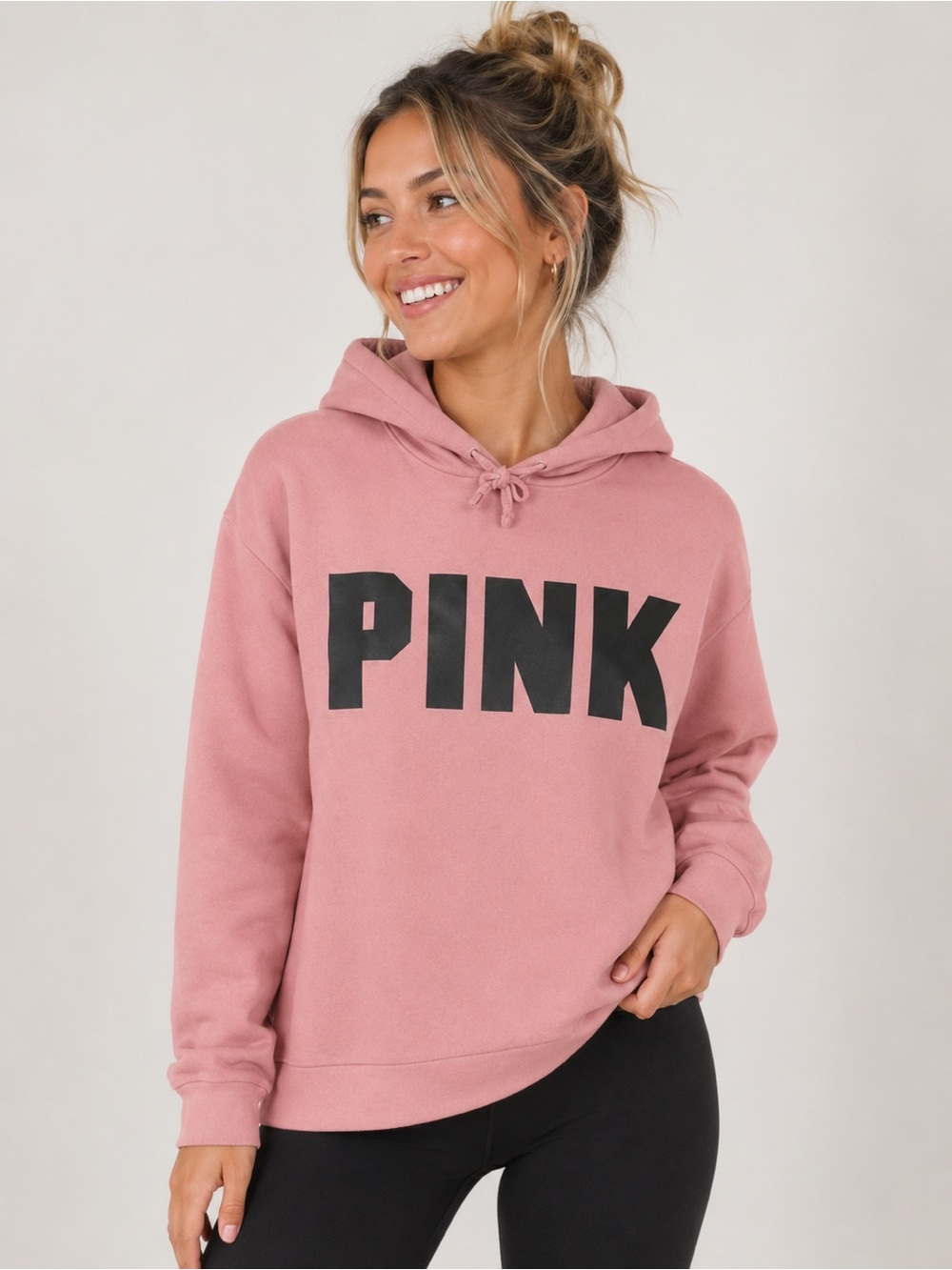 Y2K Victoria’s Secret PINK Logo Hoodie Pink Black Size Small